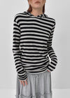 Diyan Stripe Long Hooded Long Sleeve T-shirt