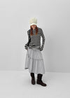 Diyan Stripe Long Hooded Long Sleeve T-shirt