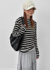 Diyan Stripe Long Hooded Long Sleeve T-shirt