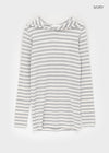 Diyan Stripe Long Hooded Long Sleeve T-shirt