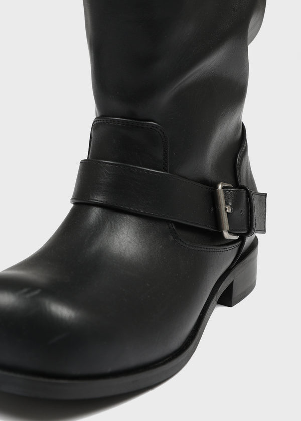 Herun Slouchy Buckle Leather Long Boots