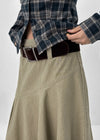 Moric Washed Uneven Midi Skirt (belt Set)