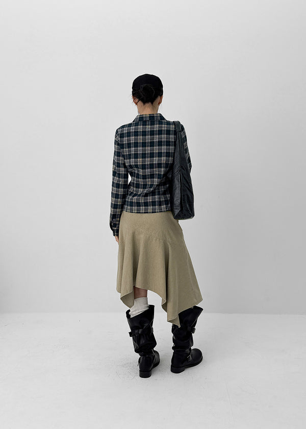 Moric Washed Uneven Midi Skirt (belt Set)