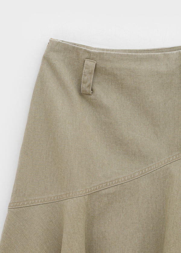 Moric Washed Uneven Midi Skirt (belt Set)