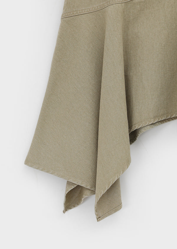 Moric Washed Uneven Midi Skirt (belt Set)