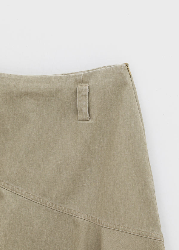 Moric Washed Uneven Midi Skirt (belt Set)