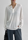 Romkang Henley Neck Loose Fit Warmer Long Sleeve T-shirt