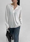 Romkang Henley Neck Loose Fit Warmer Long Sleeve T-shirt