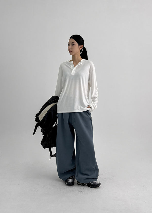 Romkang Henley Neck Loose Fit Warmer Long Sleeve T-shirt