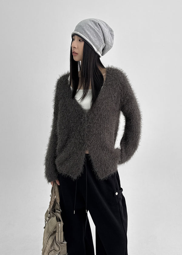 Fuzzy Acrylic Cardigan