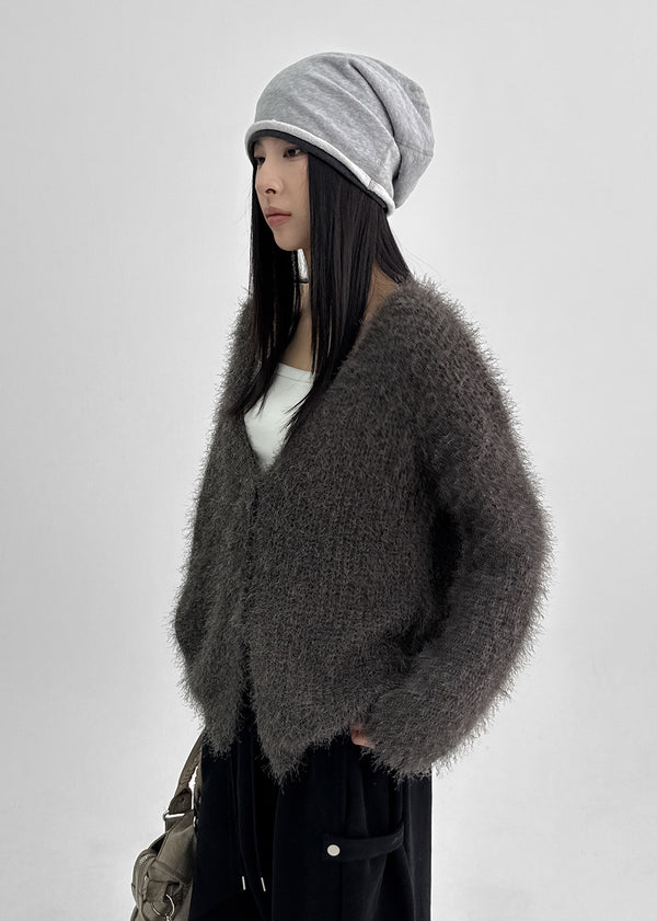 Fuzzy Acrylic Cardigan