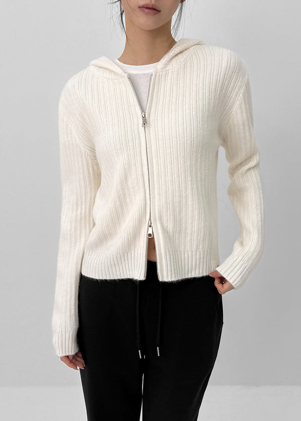 Yoel Two-way Knit Hooded Zip-up