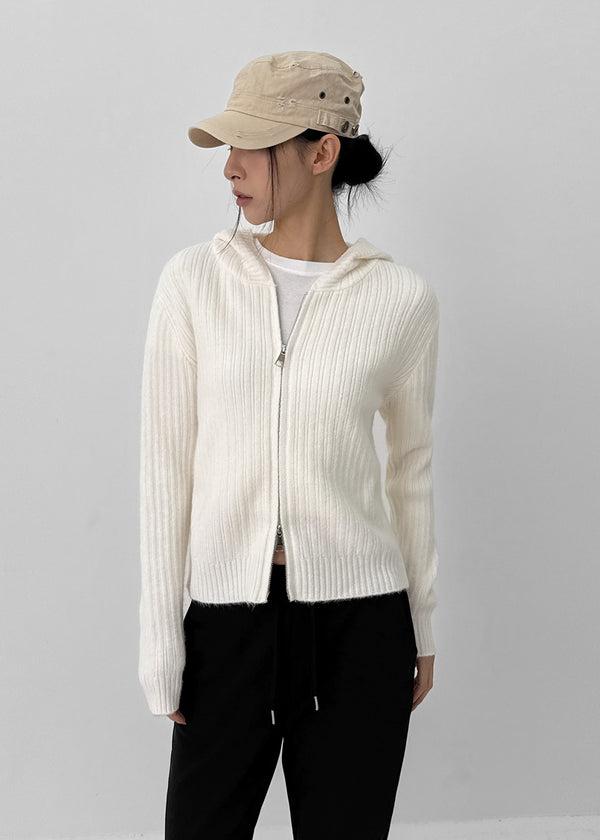 Yoel Two-way Knit Hooded Zip-up