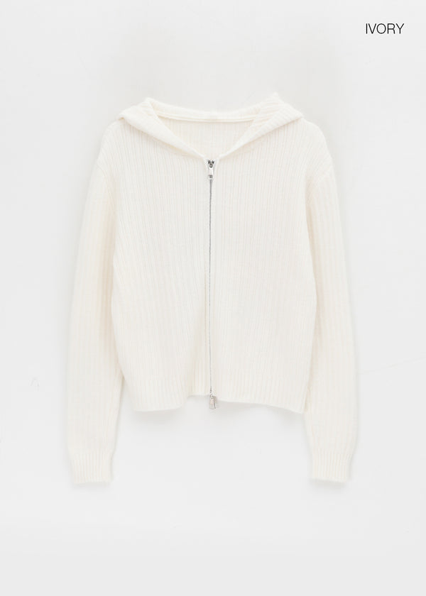 Yoel Two-way Knit Hooded Zip-up
