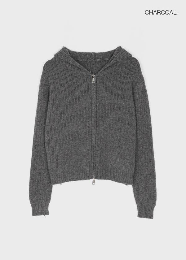 Yoel Two-way Knit Hooded Zip-up