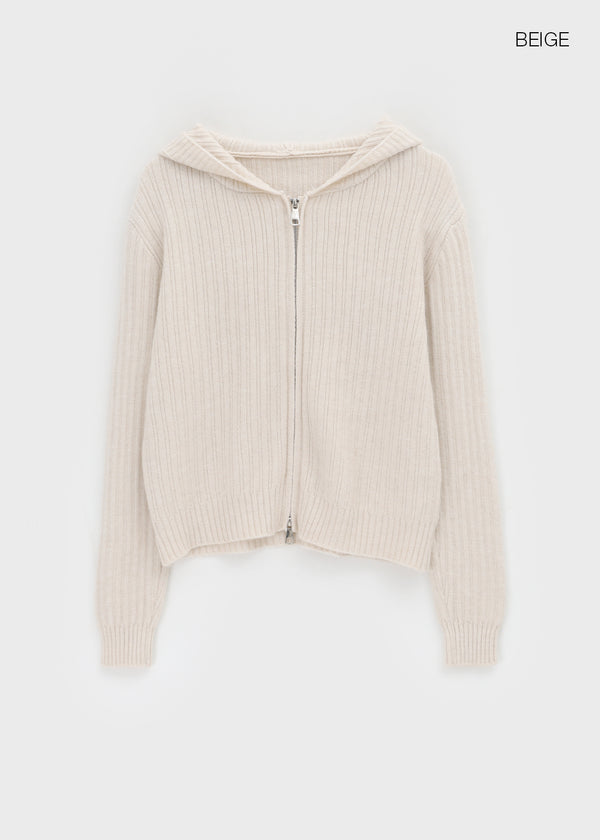 Yoel Two-way Knit Hooded Zip-up