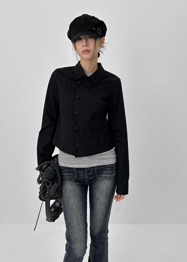 Serni Cotton Semi-crop Shirt Jacket