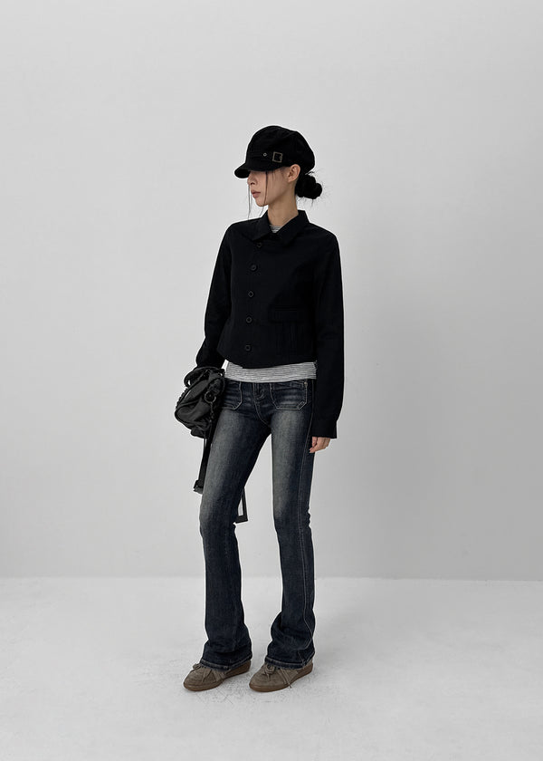 Serni Cotton Semi-crop Shirt Jacket