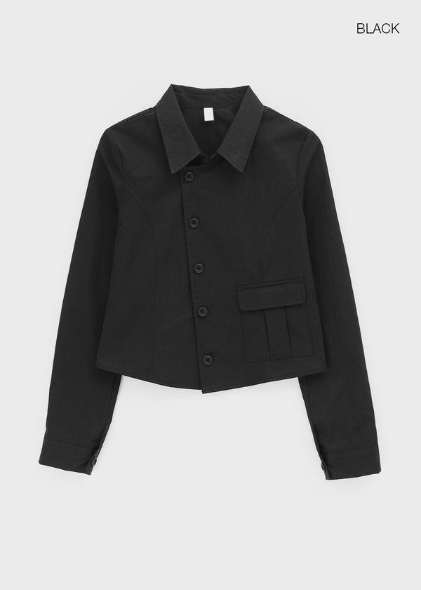 Serni Cotton Semi-crop Shirt Jacket