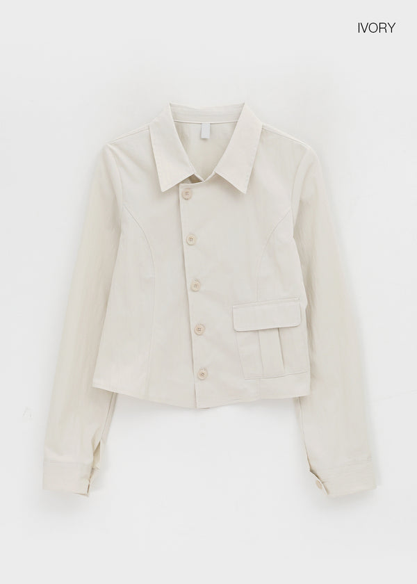 Serni Cotton Semi-crop Shirt Jacket