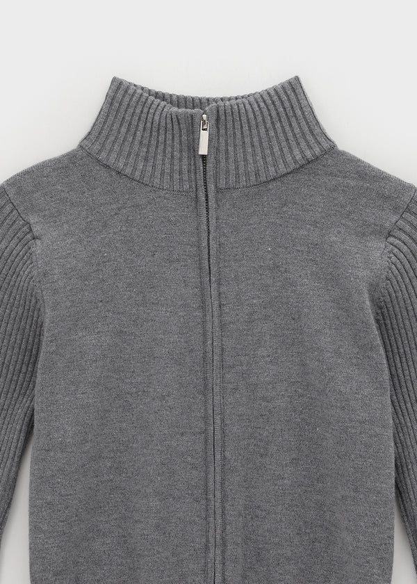 Nucat High Neck Two-way Ribbed Knit Zip-up