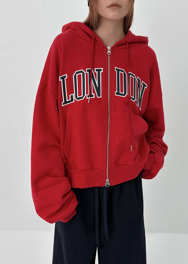 Luding Embroidery Overfit Two-way Hooded Zip-up