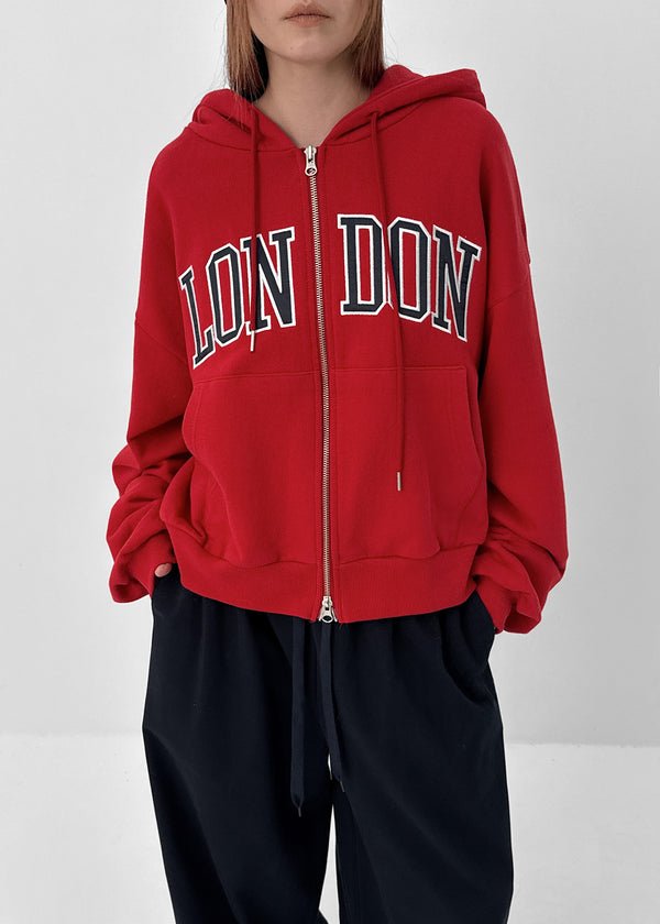 Luding Embroidery Overfit Two-way Hooded Zip-up