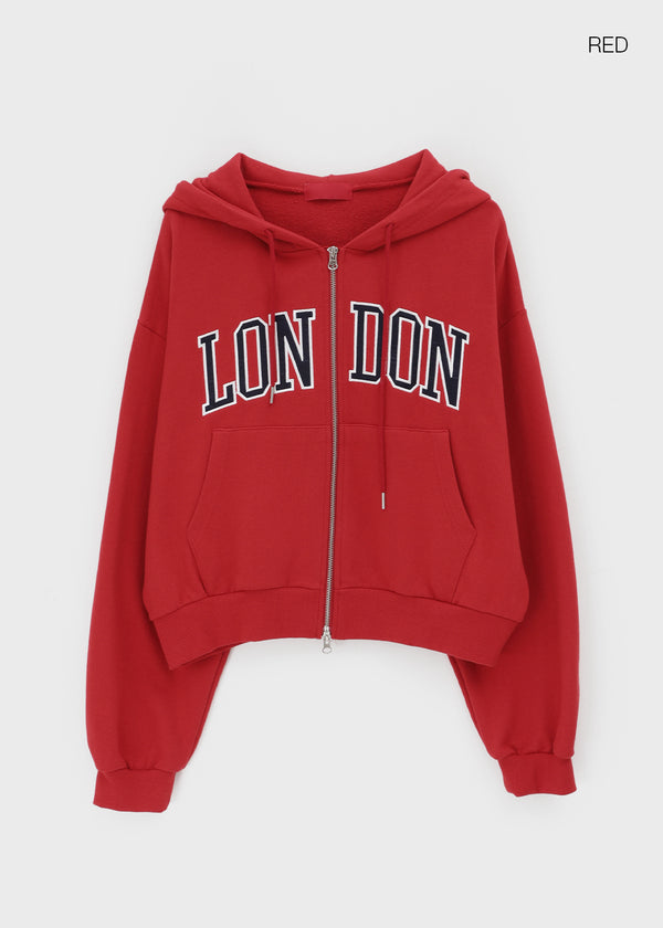 Luding Embroidery Overfit Two-way Hooded Zip-up