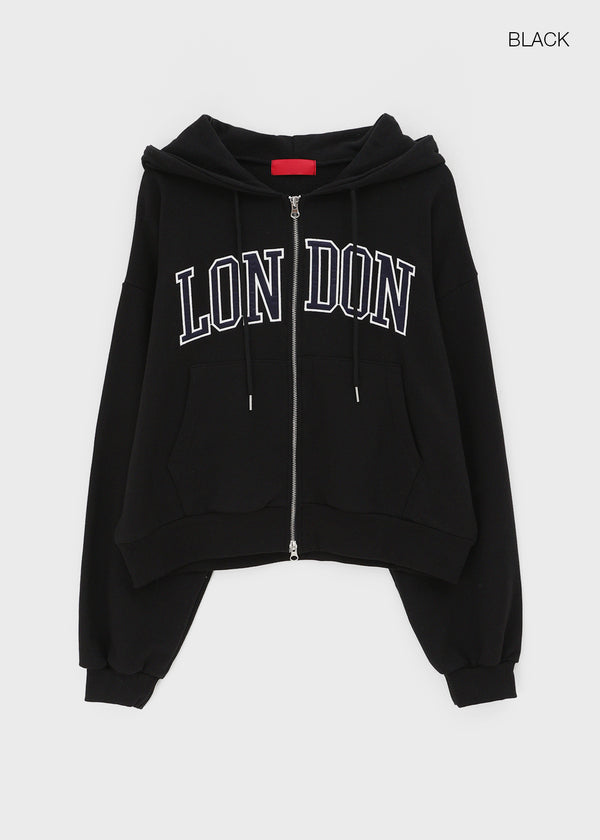 Luding Embroidery Overfit Two-way Hooded Zip-up