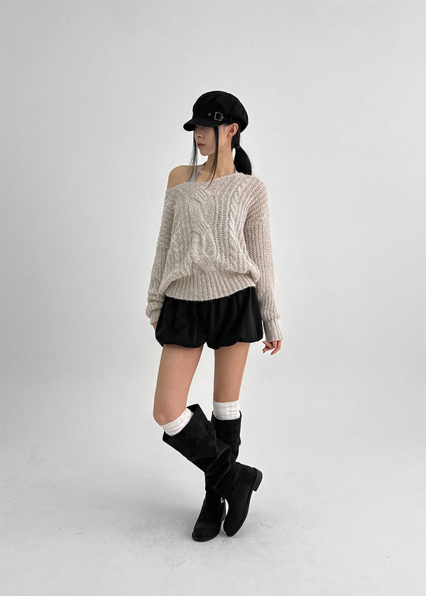 Camron V-neck Ribbed Loose-fit Knit