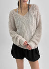 Camron V-neck Ribbed Loose-fit Knit
