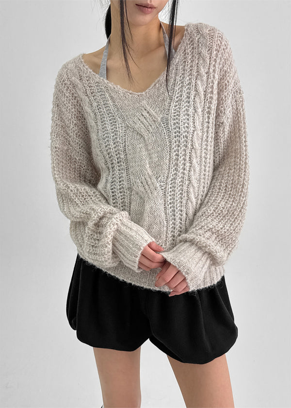 Camron V-neck Ribbed Loose-fit Knit