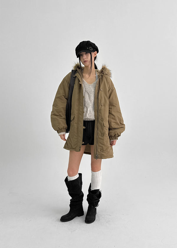 Camron V-neck Ribbed Loose-fit Knit