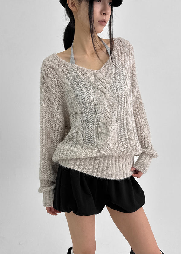 Camron V-neck Ribbed Loose-fit Knit