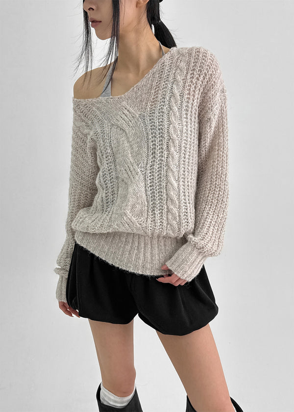 Camron V-neck Ribbed Loose-fit Knit