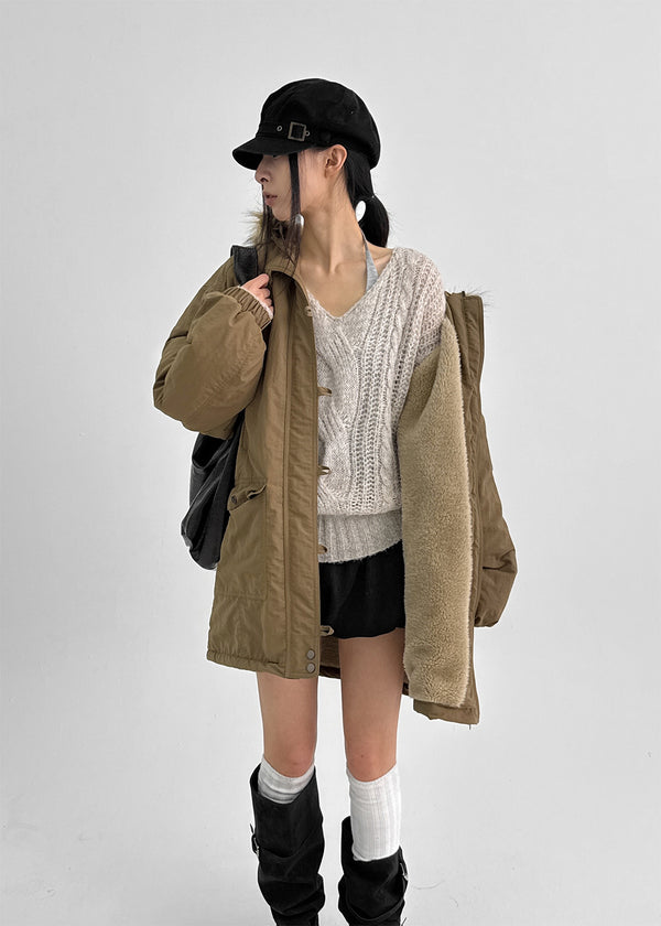 Camron V-neck Ribbed Loose-fit Knit