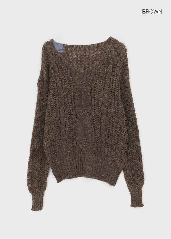 Camron V-neck Ribbed Loose-fit Knit