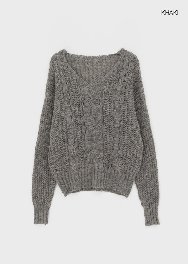Camron V-neck Ribbed Loose-fit Knit