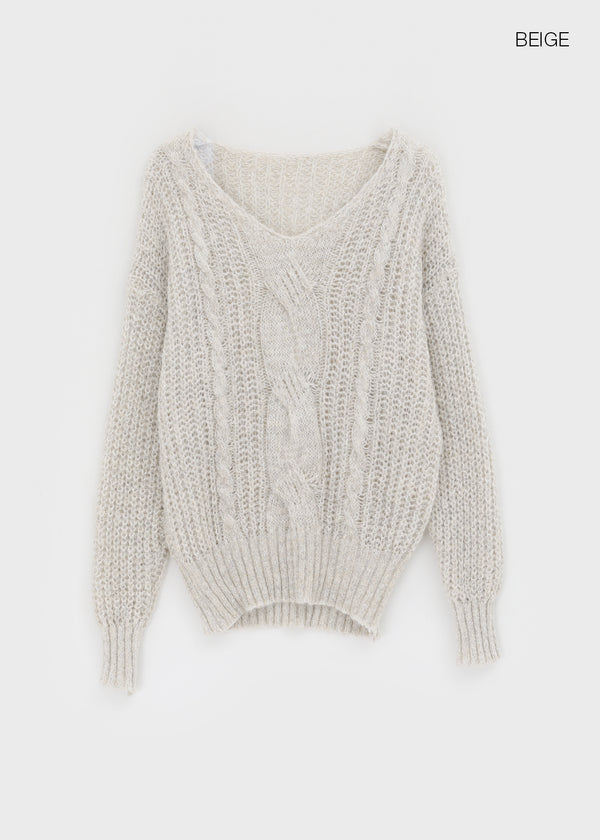 Camron V-neck Ribbed Loose-fit Knit
