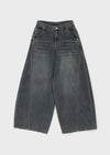 CanSean Washed Cut Wide Denim Pants
