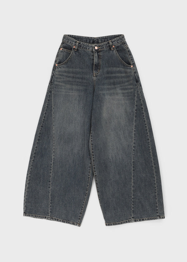 CanSean Washed Cut Wide Denim Pants