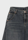 CanSean Washed Cut Wide Denim Pants