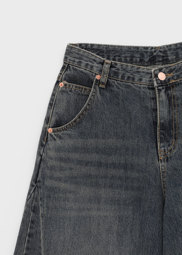 CanSean Washed Cut Wide Denim Pants