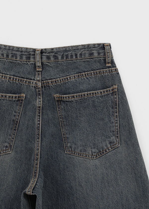 CanSean Washed Cut Wide Denim Pants