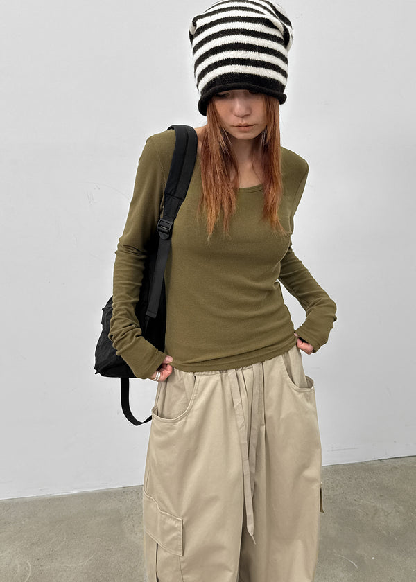 Aslin Striped Wool Knit Turban Beanie