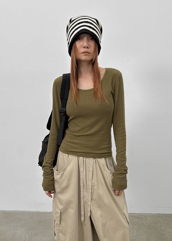 Aslin Striped Wool Knit Turban Beanie