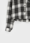 Hoto Peach Fleece Semi-crop Check Shirt