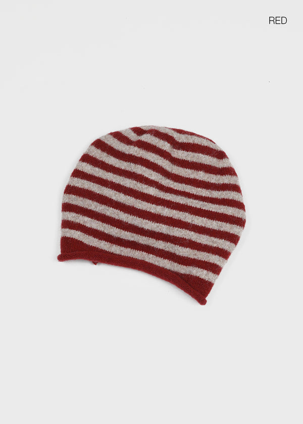 Aslin Striped Wool Knit Turban Beanie