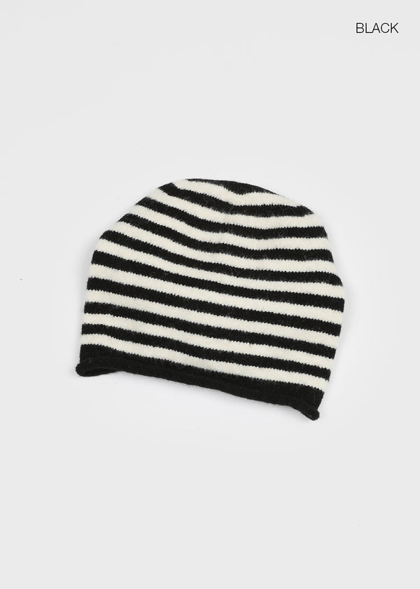 Aslin Striped Wool Knit Turban Beanie