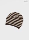 Aslin Striped Wool Knit Turban Beanie